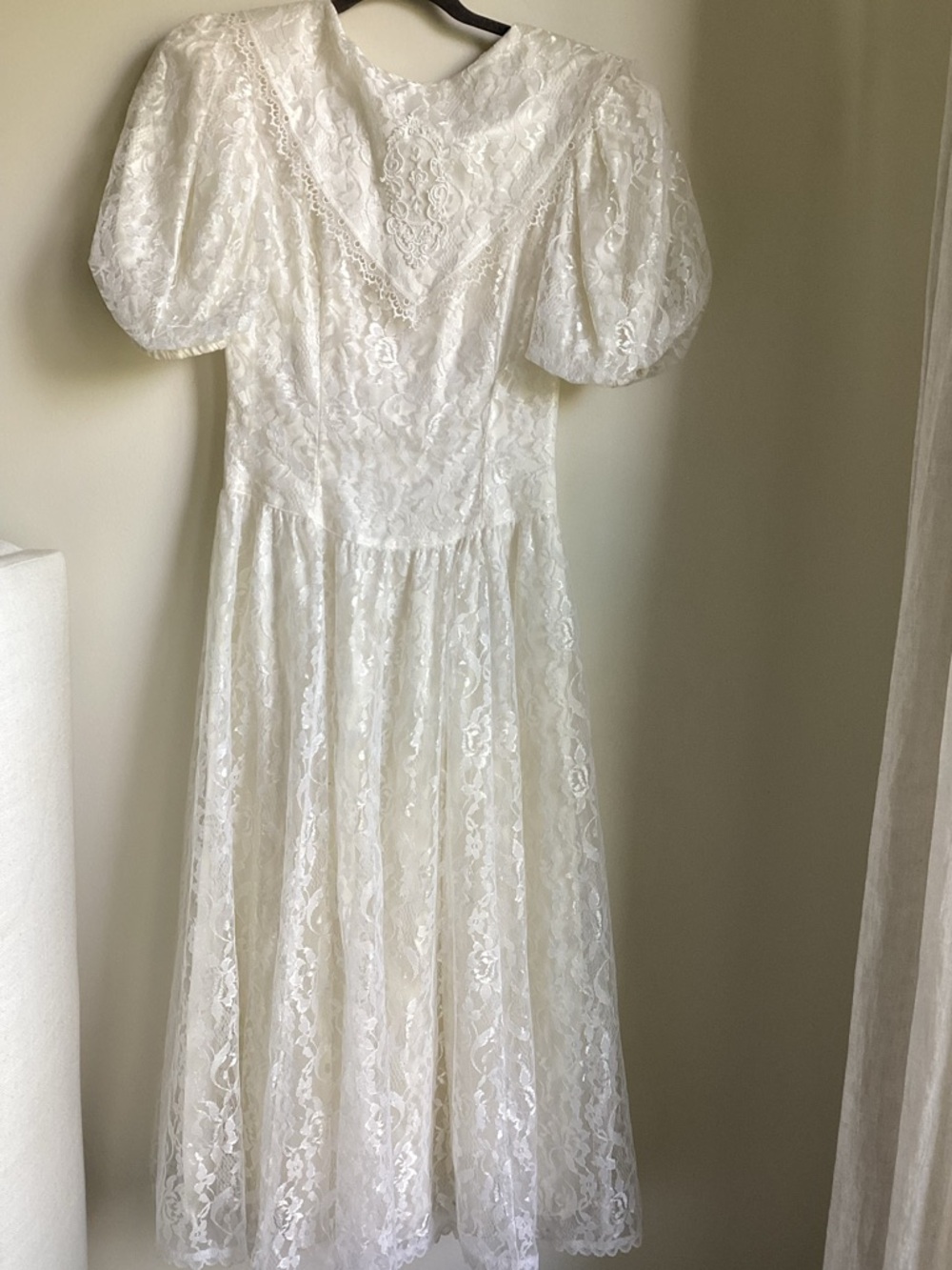Gunne Sax Jessica McClintock Vintage 80s White Lace Prairie Maxi Dress Size 7